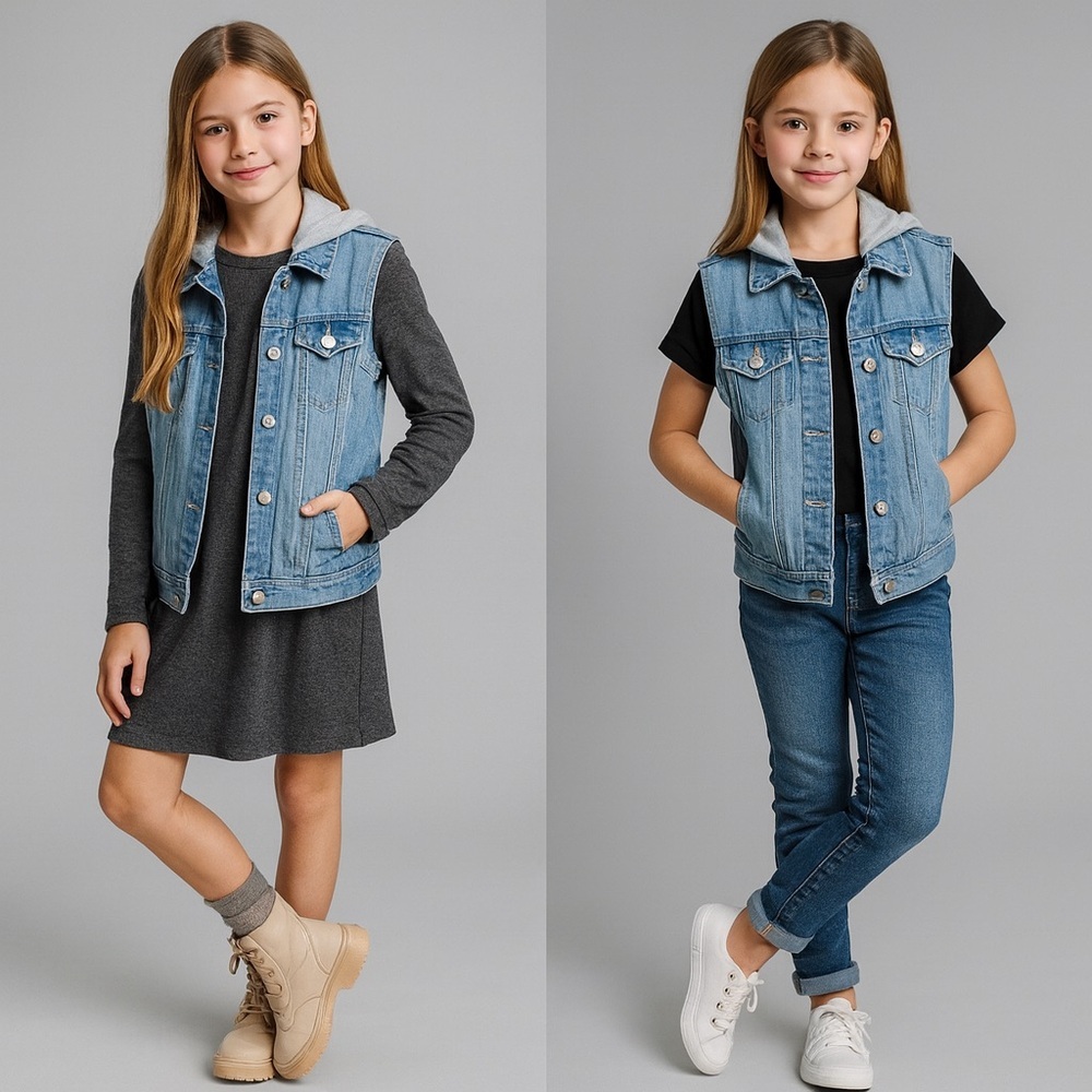 Girls 1989 Place Denim Jacket with Gray Hoodie ๐ - Picture 9 of 10